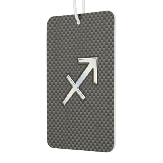 Silver Sagittarius Zodiac Sign Carbon Fibre Print Autolufterfrischer (Links)