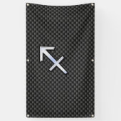 Silver Sagittarius Zodiac Sign Carbon Fibre Print Banner (Vertikal)