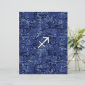 Silver Sagittarius Zodiac Sign Navy Digitale Camou (Stehend Vorderseite)