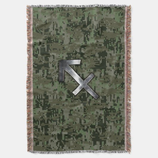 Silver Sagittarius Zodiac Woodland Digital Camo Decke (Vorderseite Vertikal)