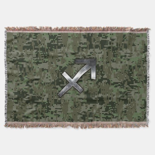 Silver Sagittarius Zodiac Woodland Digital Camo Decke (Vorderseite)