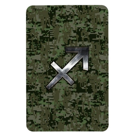 Silver Sagittarius Zodiac Woodland Digital Camo Magnet (Vertikal)
