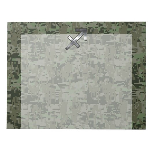 Silver Sagittarius Zodiac Woodland Digital Camo Notizblock (Vorderseite)
