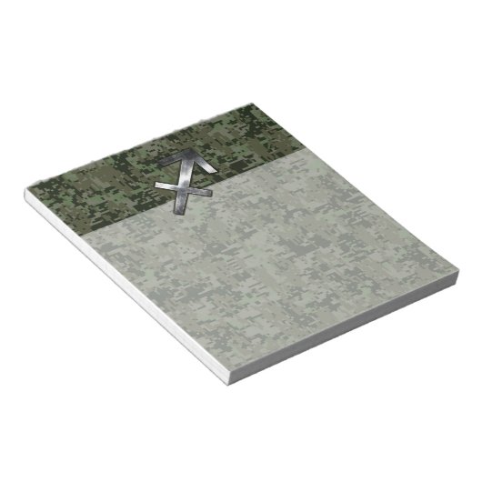 Silver Sagittarius Zodiac Woodland Digital Camo Notizblock (angewinkelt)