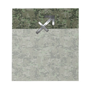 Silver Sagittarius Zodiac Woodland Digital Camo Notizblock