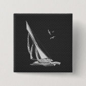 Silver Sailboat auf Carbon Fibre Decor Button (Vorderseite)