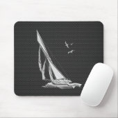 Silver Sailboat auf Carbon Fibre Decor Mousepad (Mit Mouse)