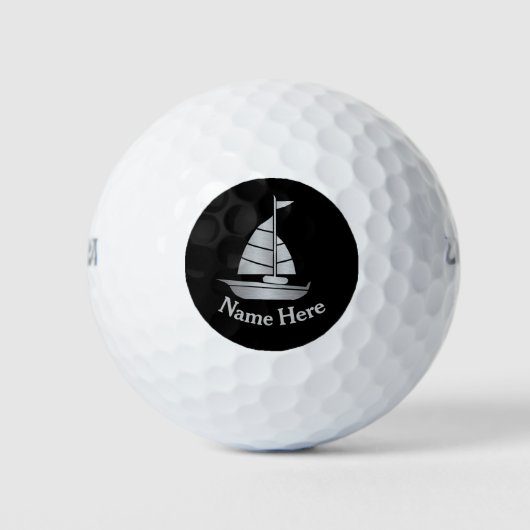 Silver Sailboat Personalisiert Golf Ball (Vorderseite)
