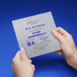 Silver & Sapphire Blue Funkelnd Geburtstag Einladu Einladung