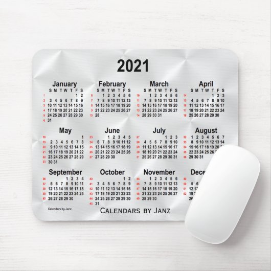 Silver Satin 52 Weeks Calendar von Janz 2021 Mousepad (Mit Mouse)