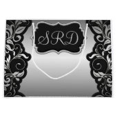Silver Satin Blüht schwarz & grau personalisieren Große Geschenktüte (Vorderseite)