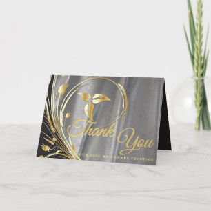 Silver Satin & Gold Blume Dankeskarte