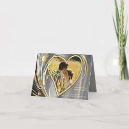 Silver Satin & Gold Blume Pracht Dankeskarte