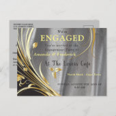 Silver Satin & Gold Blume Pracht Einladungspostkarte (Vorne/Hinten)