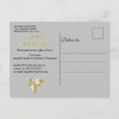 Silver Satin & Gold Blume Pracht Einladungspostkarte (Rückseite)