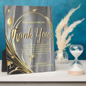 Silver Satin & Gold Blume Vielen Dank Fotoplatte (Seite)