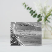 Silver Satin & Sparkling Blume Verlobung Einladungspostkarte (Stehend Vorderseite)