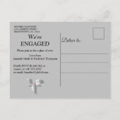 Silver Satin & Sparkling Blume Verlobung Einladungspostkarte (Rückseite)