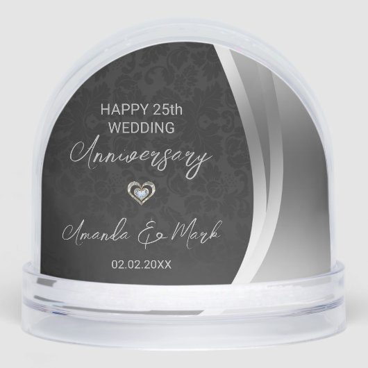 Silver Satin Wedding Anniversary Schneekugeln (Vorderseite)