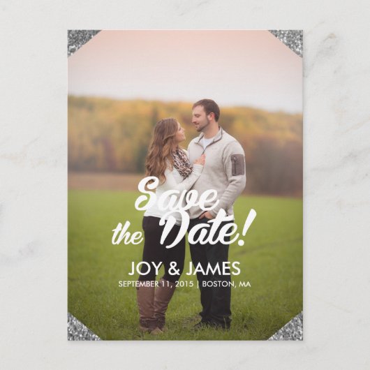 Silver Save the Date Personalisierte Ankündigung (Vorderseite)