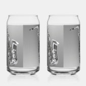 Silver Saxophon gedruckt 16oz Can Brille Dosenglas (Rechts)