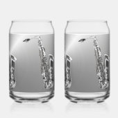Silver Saxophon gedruckt 16oz Can Brille Dosenglas (Rückseite)