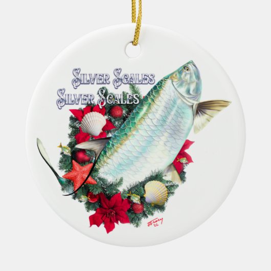 Silver Scales Christmas Tarpon Keramik Ornament (Vorne)