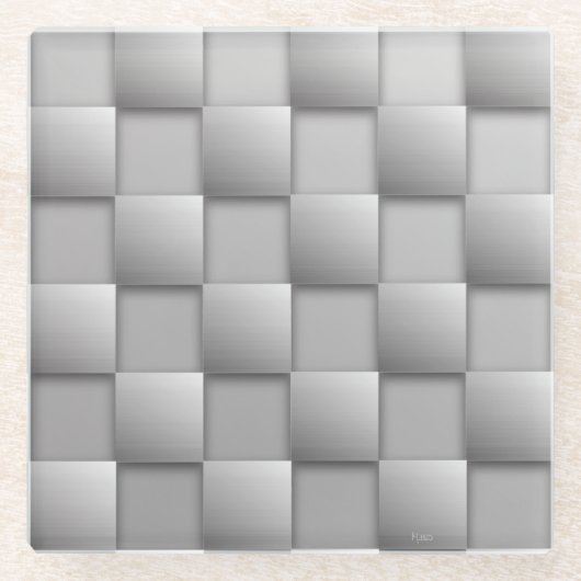 Silver Schachbretts Glass Untersetzer (Vorderseite)