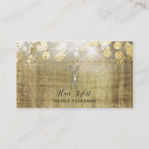 Silver Schere Rustic Gold Lights Haare Stylist Visitenkarte