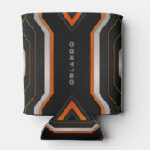Silver. Schwarz, orange, geometrisch, Gaming Monog Dosenkühler (Rückseite)
