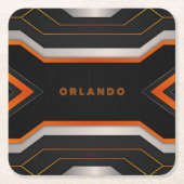 Silver. Schwarz, orange, geometrisch, Gaming Monog Rechteckiger Pappuntersetzer (Vorderseite)