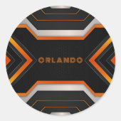 Silver. Schwarz, orange, geometrisch, Gaming Monog Runder Aufkleber (Vorderseite)