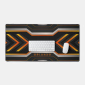 Silver. Schwarz, orange, geometrisch, Gaming Monog Schreibtischunterlage (Tastatur & Maus)