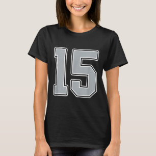 Silver Schwarz-weiß Number 15 Jersey Player Unifor T-Shirt