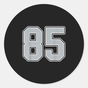 Silver Schwarz-weiß Number 85 Jersey Player Unifor Runder Aufkleber