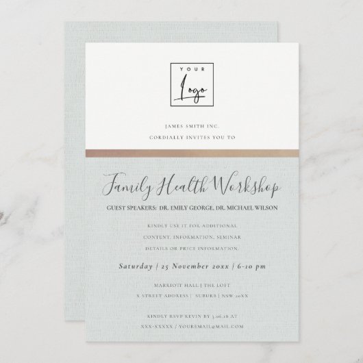 SILVER SCHWARZE SKETCH STRIPE LINE SPRACHE SEMINAR EINLADUNG (Vorne/Hinten)