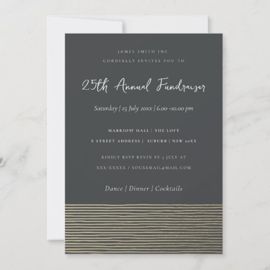 SILVER SCHWARZE SKETCH STRIPED LINE CORPORATE EVEN EINLADUNG (Vorderseite)
