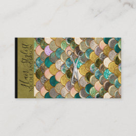 Silver Scissor Color Mermaid Scales Haare Stylist Visitenkarte