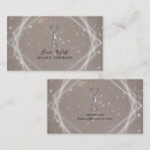 Silver Scissors Geometric Glow Hair Stylist Visitenkarte (Vorne/Hinten)