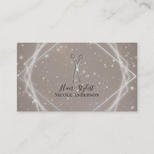 Silver Scissors Geometric Glow Hair Stylist Visitenkarte