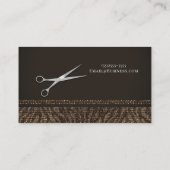 Silver Scissors Gold Brown Zebra Chic Hair Stylist Visitenkarte (Rückseite)