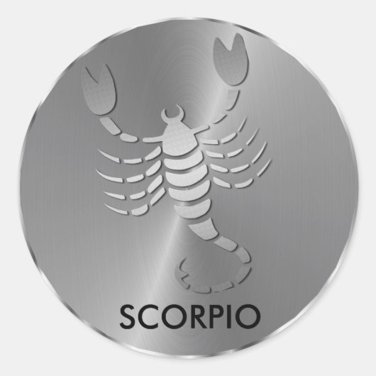 Silver Scorpio the Scorpion - Zodiac Zeichen Runder Aufkleber (Vorderseite)