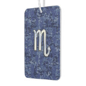 Silver Scorpio Zodiac Sign auf Blue Camouflage Autolufterfrischer (Links)