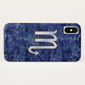 Silver Scorpio Zodiac Sign auf Blue Camouflage Case-Mate iPhone Hülle (Rückseite (Horizontal))