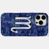 Silver Scorpio Zodiac Sign auf Blue Camouflage Case-Mate iPhone Hülle (Rückseite (Horizontal))