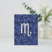 Silver Scorpio Zodiac Sign auf Navy Blue Camouflag Postkarte (Stehend Vorderseite)