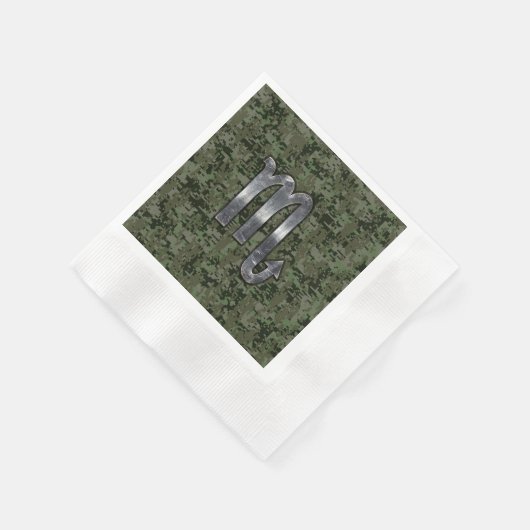 Silver Scorpio Zodiac Signage Woodland Digitale Ca Serviette (Ecke)