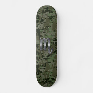 Silver Scorpio Zodiac Signage Woodland Digitale Ca Skateboard
