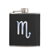 Silver Scorpio Zodiac Signieren schwarze Schlangen Flachmann (Vorderseite)