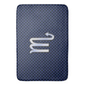 Silver Scorpio Zodiac Symbol Navy Carbon Fibre Badematte (Vorderseite Vertikal)